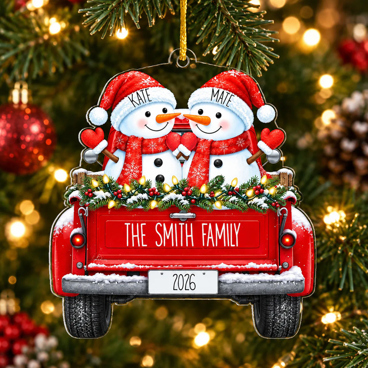 Christmas Snowman Family -  Personalized Acrylic Ornaments, Family Christmas Ornament, Christmas Tree Ornament, Holiday Keepsake