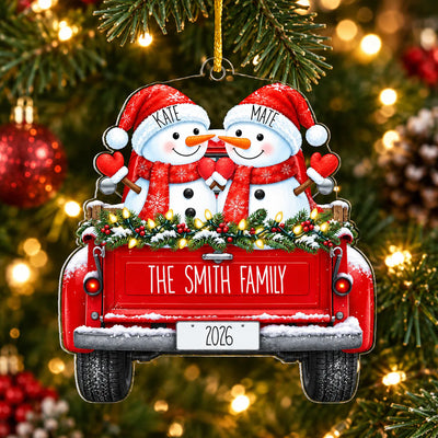 Christmas Snowman Family -  Personalized Acrylic Ornaments, Family Christmas Ornament, Christmas Tree Ornament, Holiday Keepsake