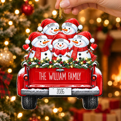 Christmas Snowman Family -  Personalized Acrylic Ornaments, Family Christmas Ornament, Christmas Tree Ornament, Holiday Keepsake