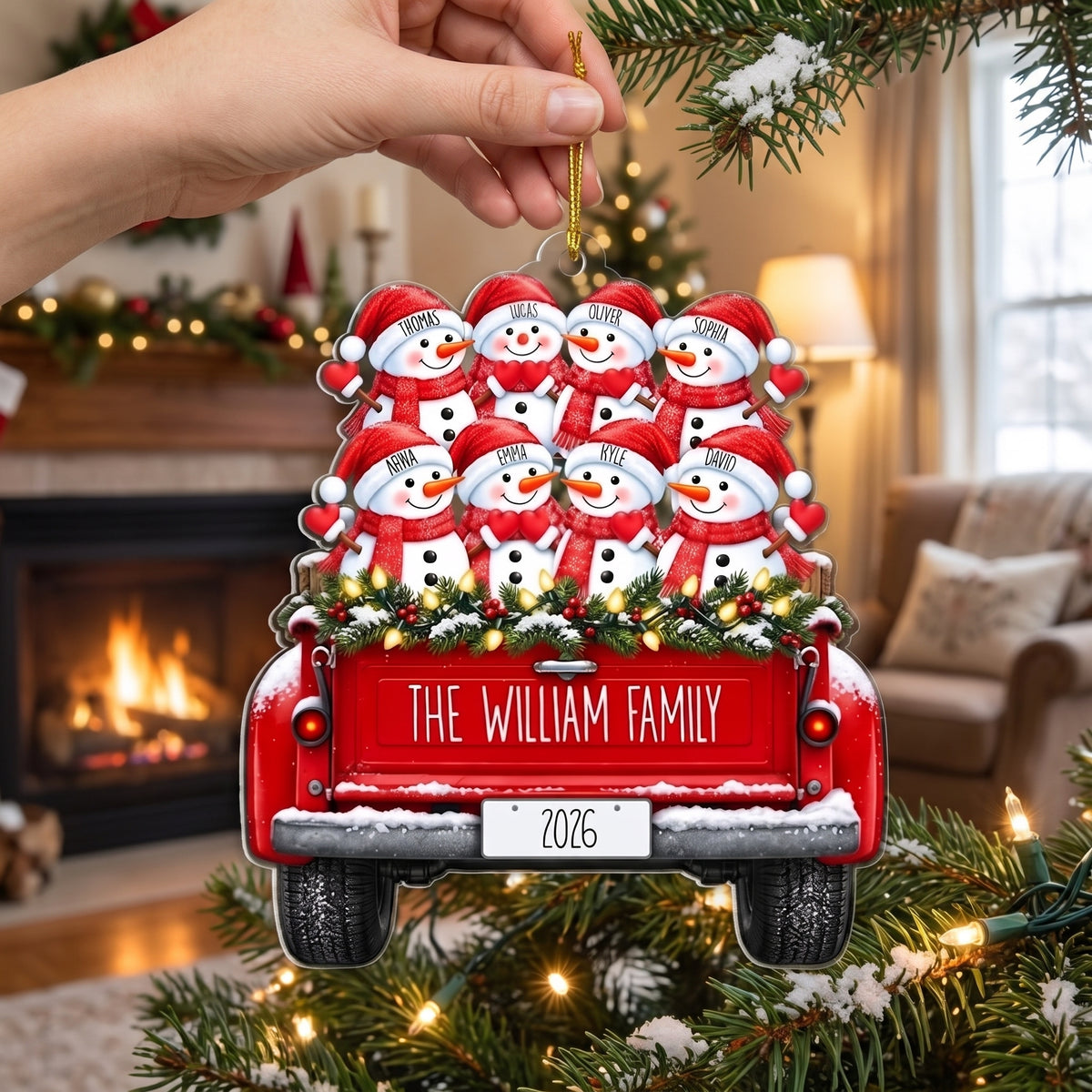 Christmas Snowman Family -  Personalized Acrylic Ornaments, Family Christmas Ornament, Christmas Tree Ornament, Holiday Keepsake