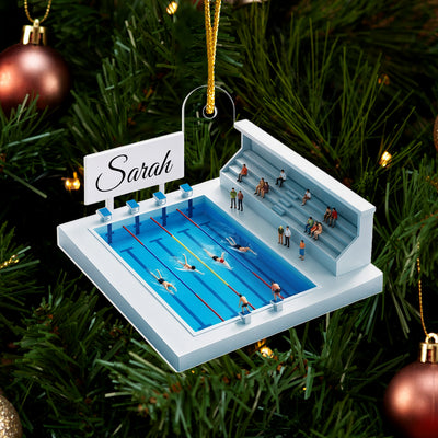 Swimming Is My Happy Place - Personalized Acrylic Ornament, Gift For Swimming Lovers