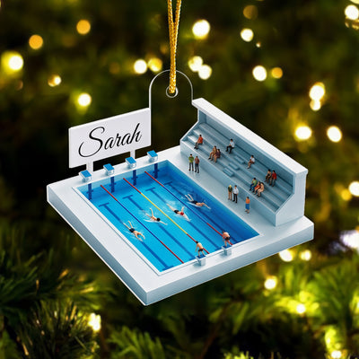 Swimming Is My Happy Place - Personalized Acrylic Ornament, Gift For Swimming Lovers