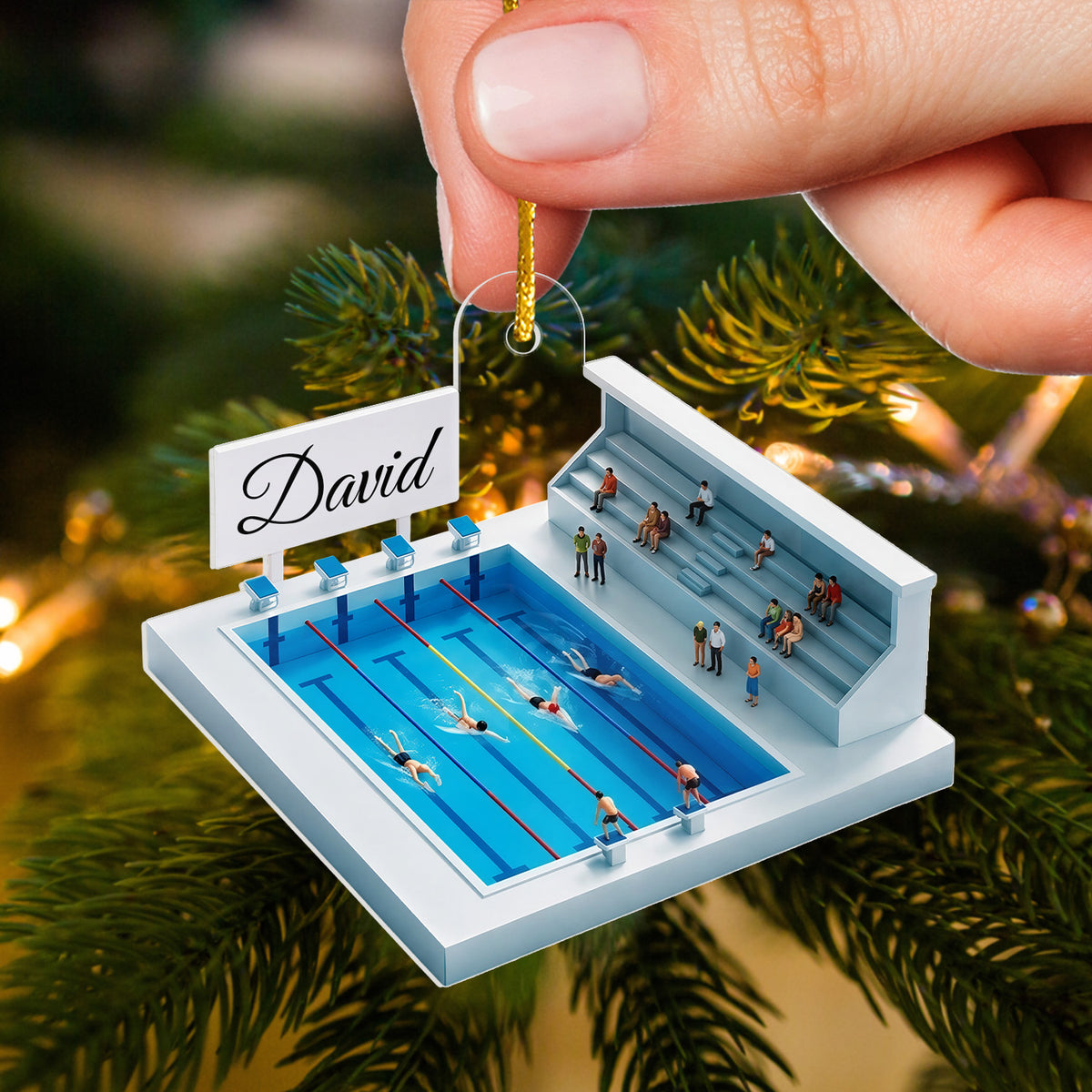 Swimming Is My Happy Place - Personalized Acrylic Ornament, Gift For Swimming Lovers
