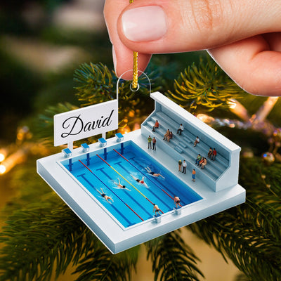Swimming Is My Happy Place - Personalized Acrylic Ornament, Gift For Swimming Lovers
