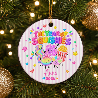 The Year Of Squishies- Personalized Ceramic Ornament, Squishy Ornament, Custom Name Christmas Ornament, Funny Kids Keepsake, Squishy Hunting Gift