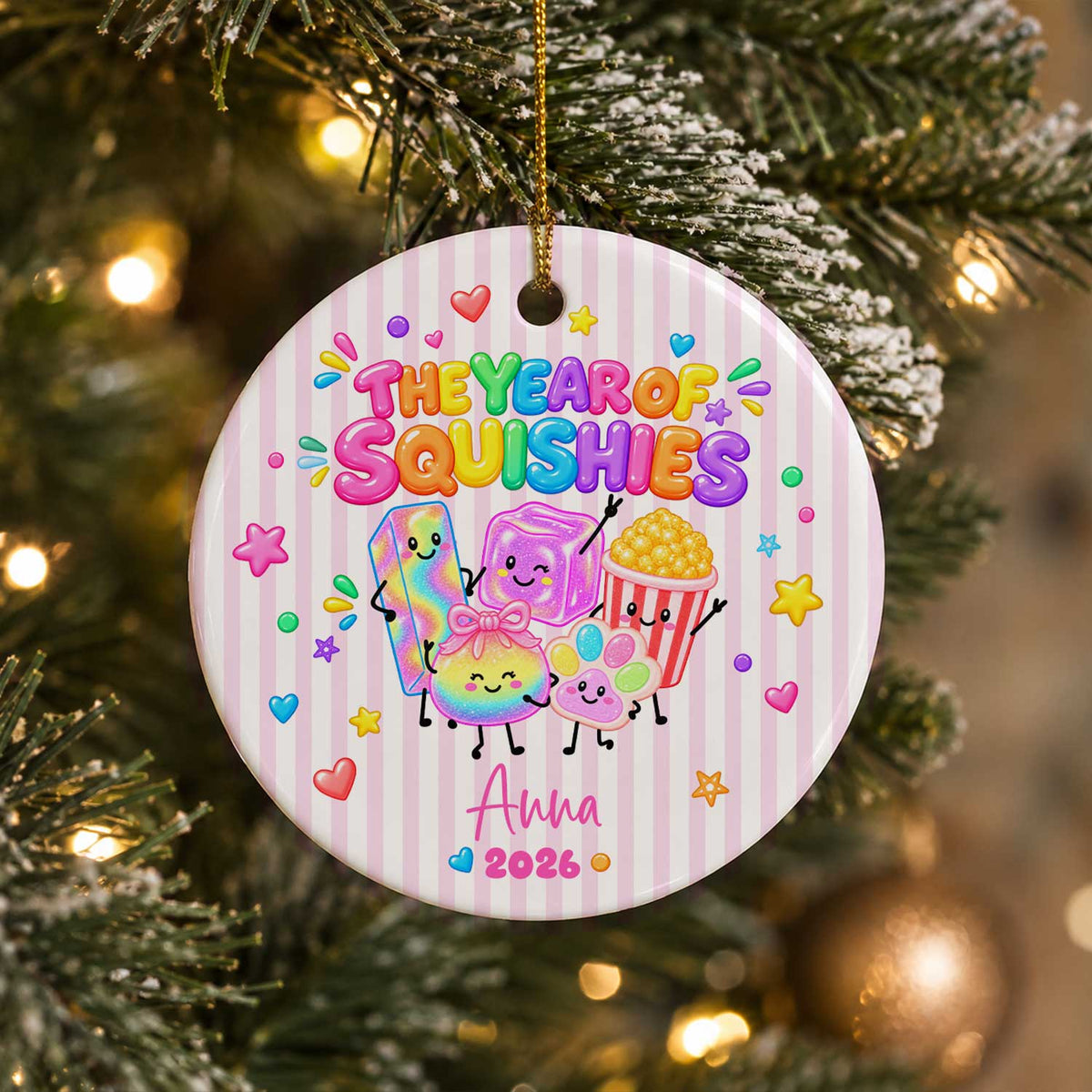 The Year Of Squishies- Personalized Ceramic Ornament, Squishy Ornament, Custom Name Christmas Ornament, Funny Kids Keepsake, Squishy Hunting Gift