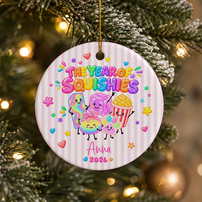 The Year Of Squishies- Personalized Ceramic Ornament, Squishy Ornament, Custom Name Christmas Ornament, Funny Kids Keepsake, Squishy Hunting Gift