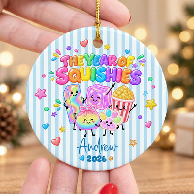 The Year Of Squishies- Personalized Ceramic Ornament, Squishy Ornament, Custom Name Christmas Ornament, Funny Kids Keepsake, Squishy Hunting Gift