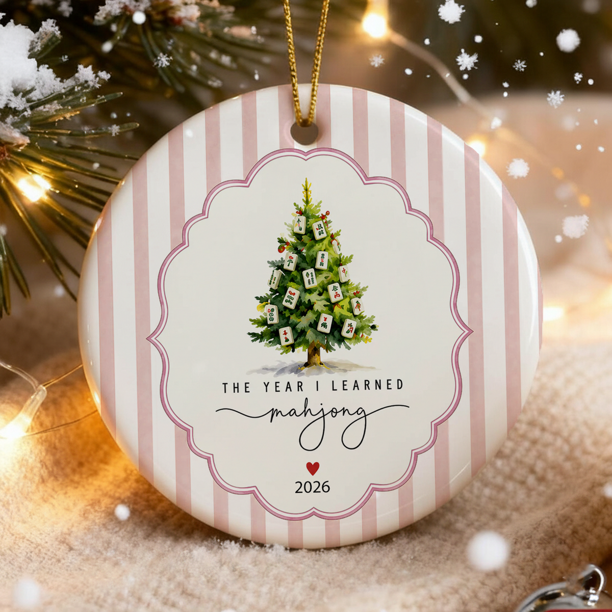 Mahjong Christmas - Personalized Ornament, Custom Year You Learned Mahjong, Gift for Mahjong Players