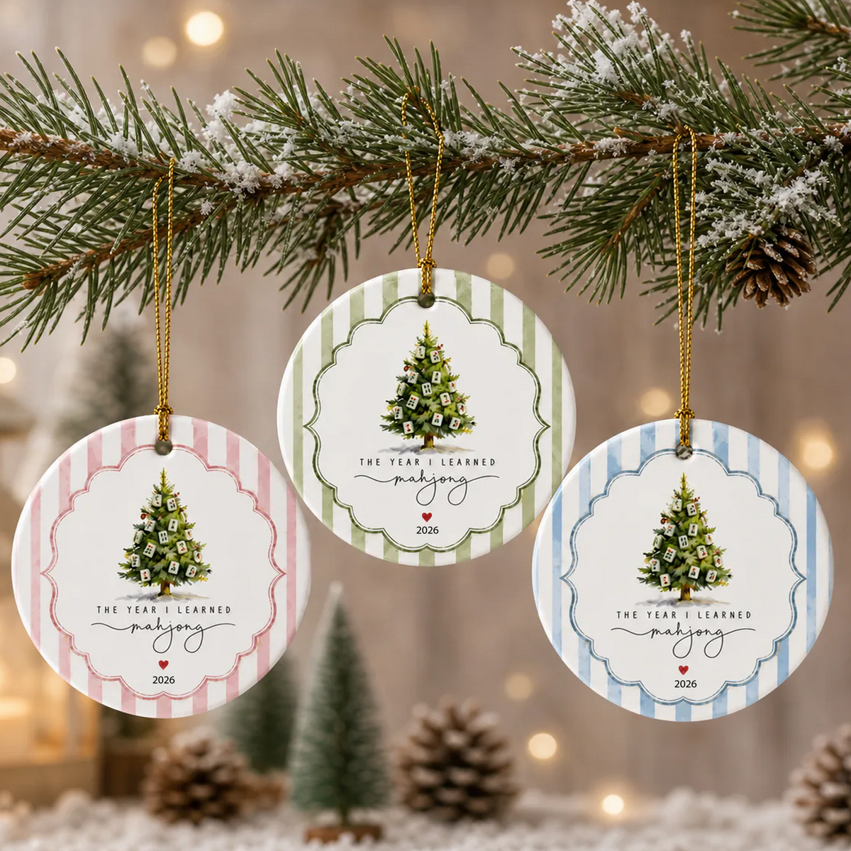 Mahjong Christmas - Personalized Ornament, Custom Year You Learned Mahjong, Gift for Mahjong Players
