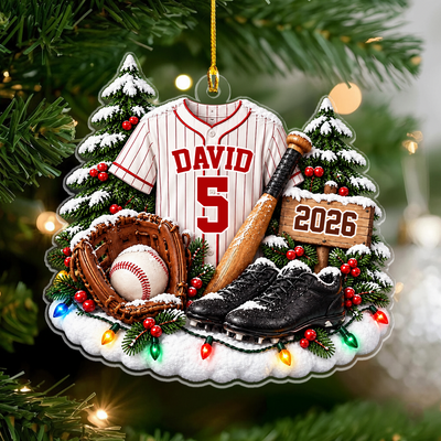 Our Favorite Player- Personalized Acrylic Ornament, Baseball Ornament, Custom Name Baseball Christmas Ornament, Baseball Player Gift, Christmas Ornament 2026