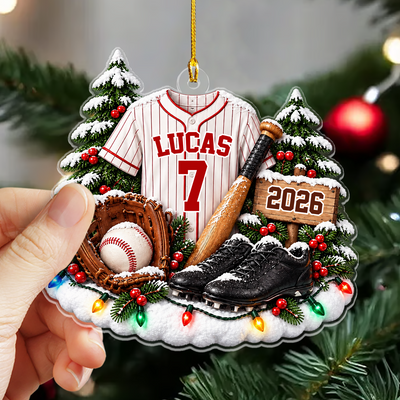 Our Favorite Player- Personalized Acrylic Ornament, Baseball Ornament, Custom Name Baseball Christmas Ornament, Baseball Player Gift, Christmas Ornament 2026