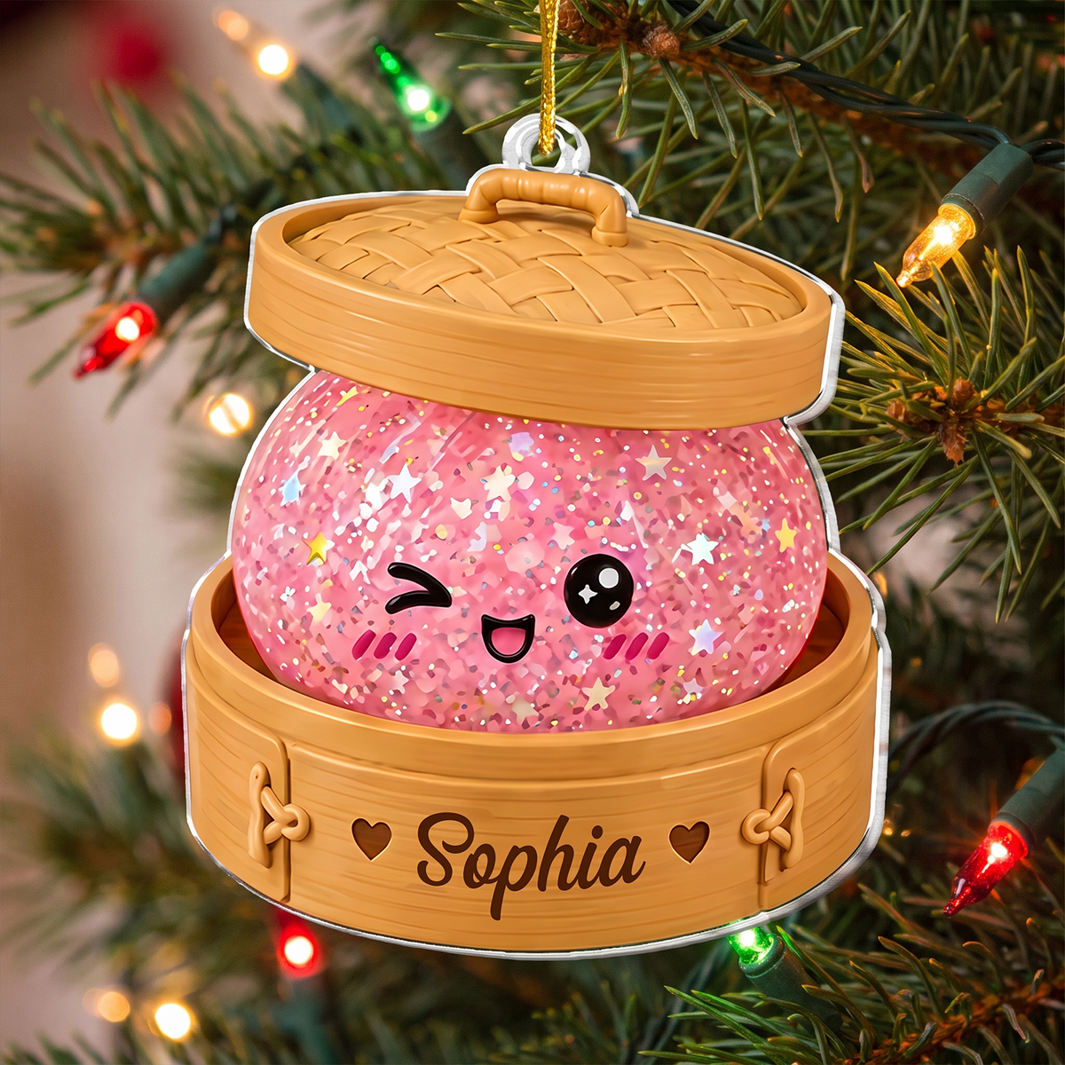 You're Glitter Dumpling- Personalized Acrylic Ornament ,  Glitter Dumpling Ornament, Custom Name Squishy Dumpling Christmas Ornament, Dumpling Lover Gift, Kids Holiday Keepsake