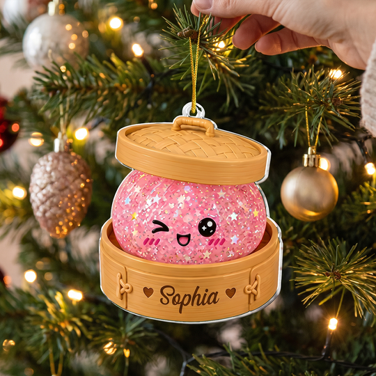 You're Glitter Dumpling- Personalized Acrylic Ornament ,  Glitter Dumpling Ornament, Custom Name Squishy Dumpling Christmas Ornament, Dumpling Lover Gift, Kids Holiday Keepsake