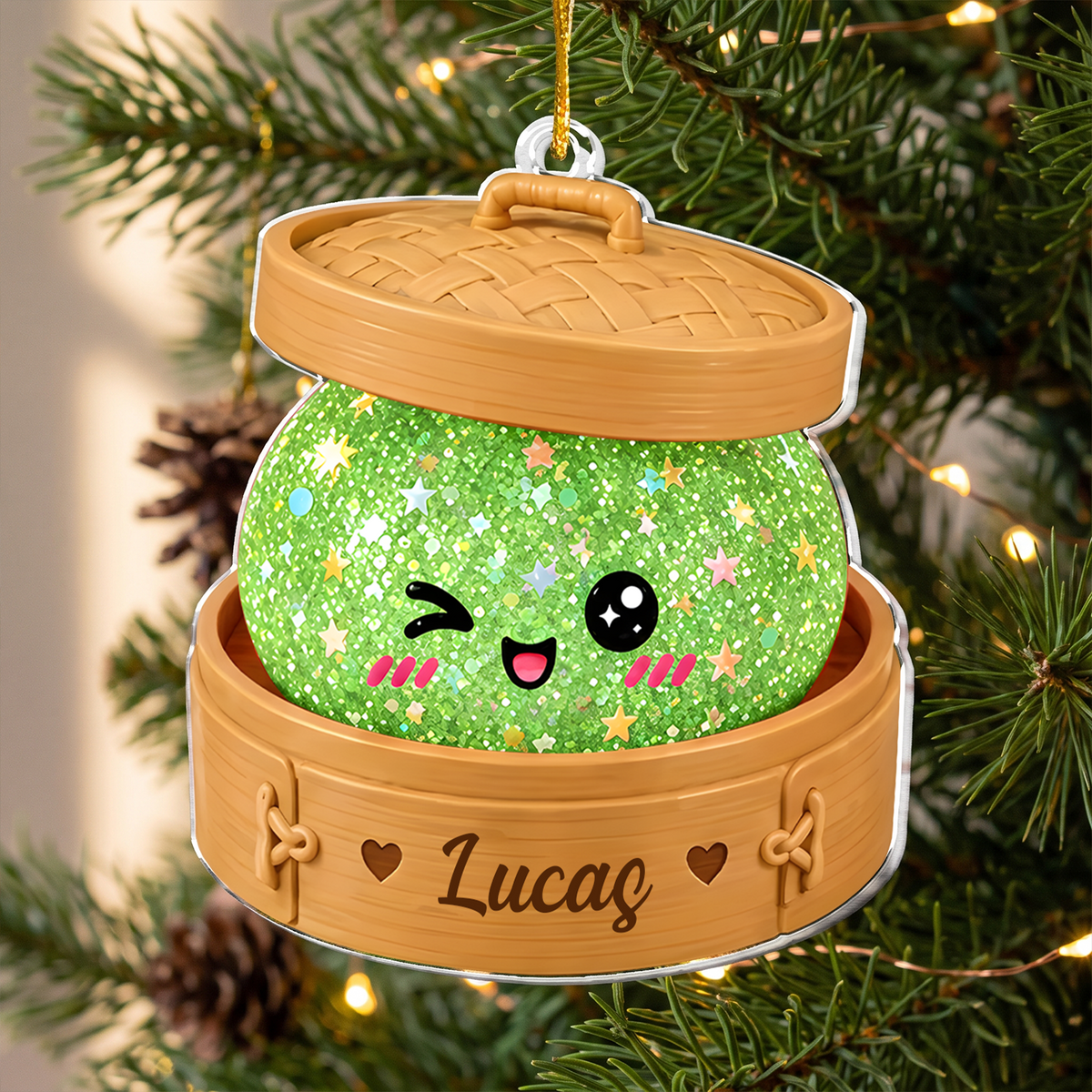 You're Glitter Dumpling- Personalized Acrylic Ornament ,  Glitter Dumpling Ornament, Custom Name Squishy Dumpling Christmas Ornament, Dumpling Lover Gift, Kids Holiday Keepsake