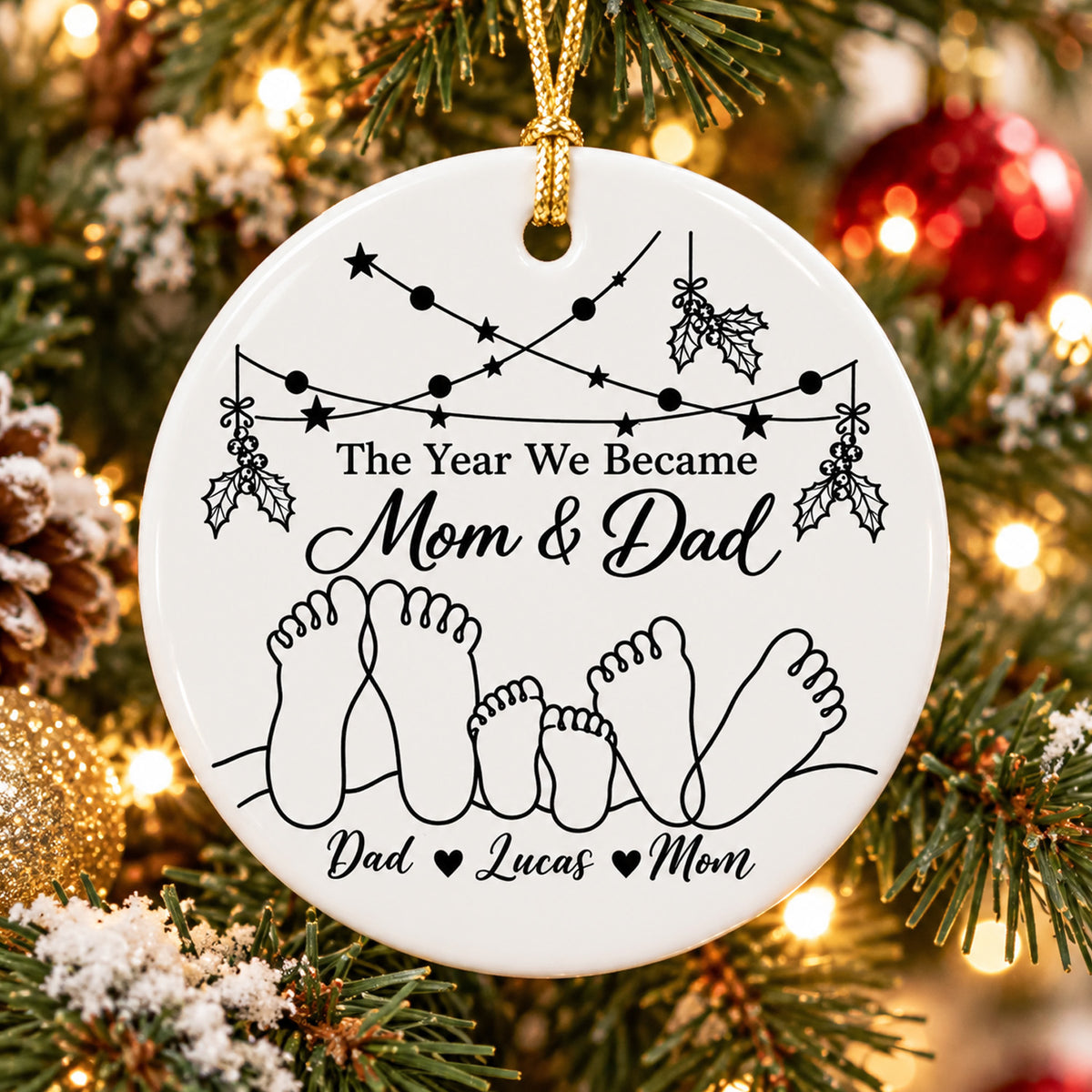 The Year We Became Parents - Personalized Ornament, Custom Baby Name New Mom Ornament, First Christmas Ornament