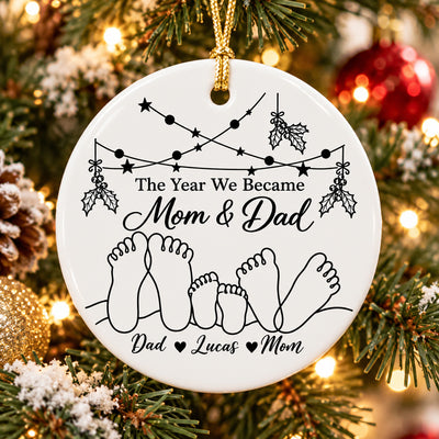 The Year We Became Parents - Personalized Ornament, Custom Baby Name New Mom Ornament, First Christmas Ornament