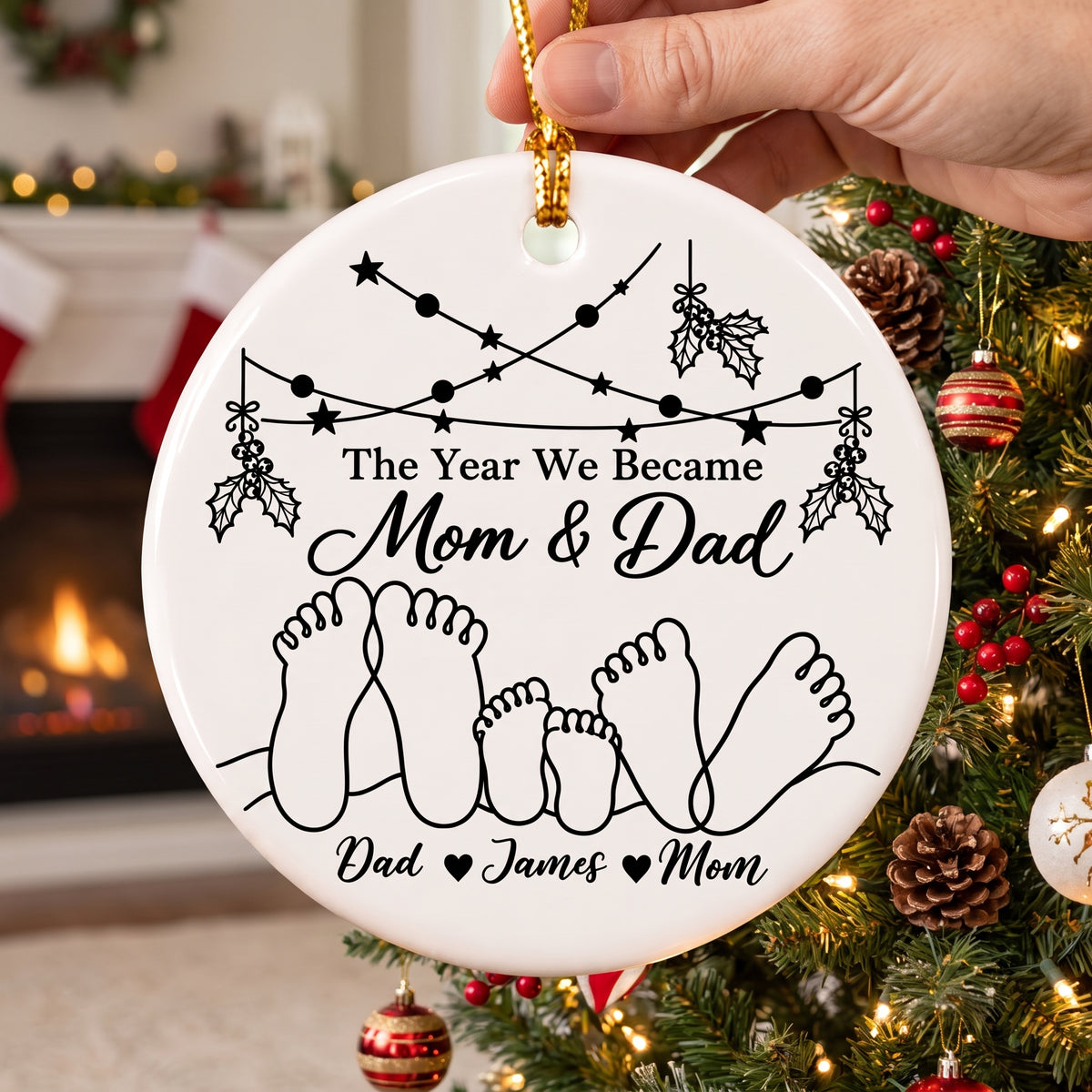 The Year We Became Parents - Personalized Ornament, Custom Baby Name New Mom Ornament, First Christmas Ornament
