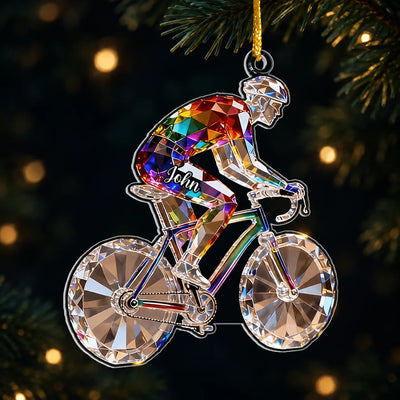 Bicycle Is My Happy Place - Personalized Acrylic Ornament, Custom Acrylic Keepsake Gift For Cycling Enthusiasts & Cyclists
