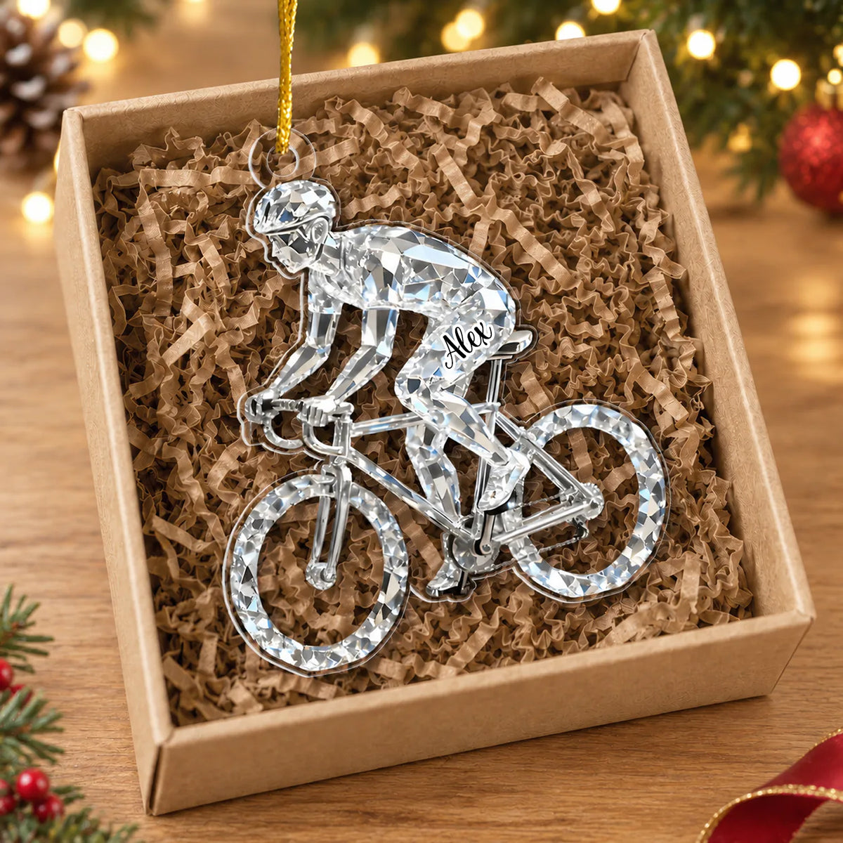 Bicycle Is My Happy Place - Personalized Acrylic Ornament, Custom Acrylic Keepsake Gift For Cycling Enthusiasts &amp; Cyclists