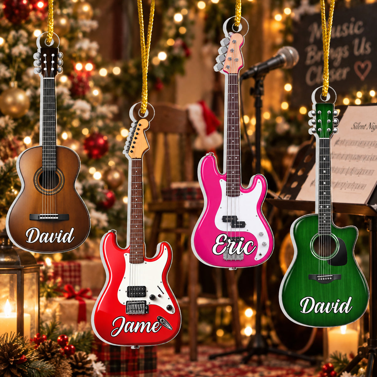 Guitar Lovers- Personalized Acrylic Ornament, Guitar Type Christmas Gift For Guitarist, Guitar Lovers Perfect Gift