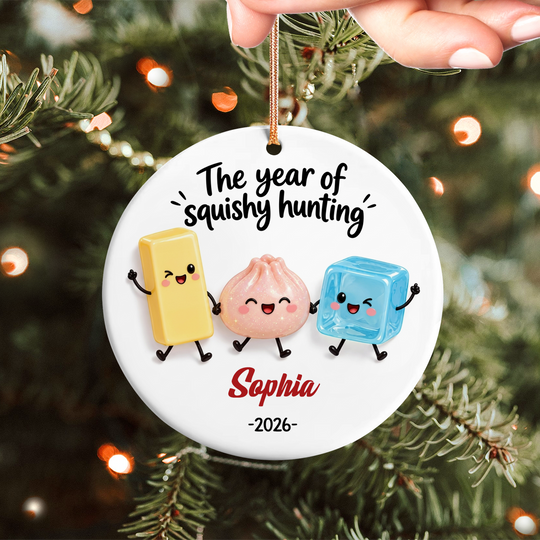Squishy Hunting - Personalized Ornament, Custom Glitter Dumpling Ornament, Kids Christmas Gift