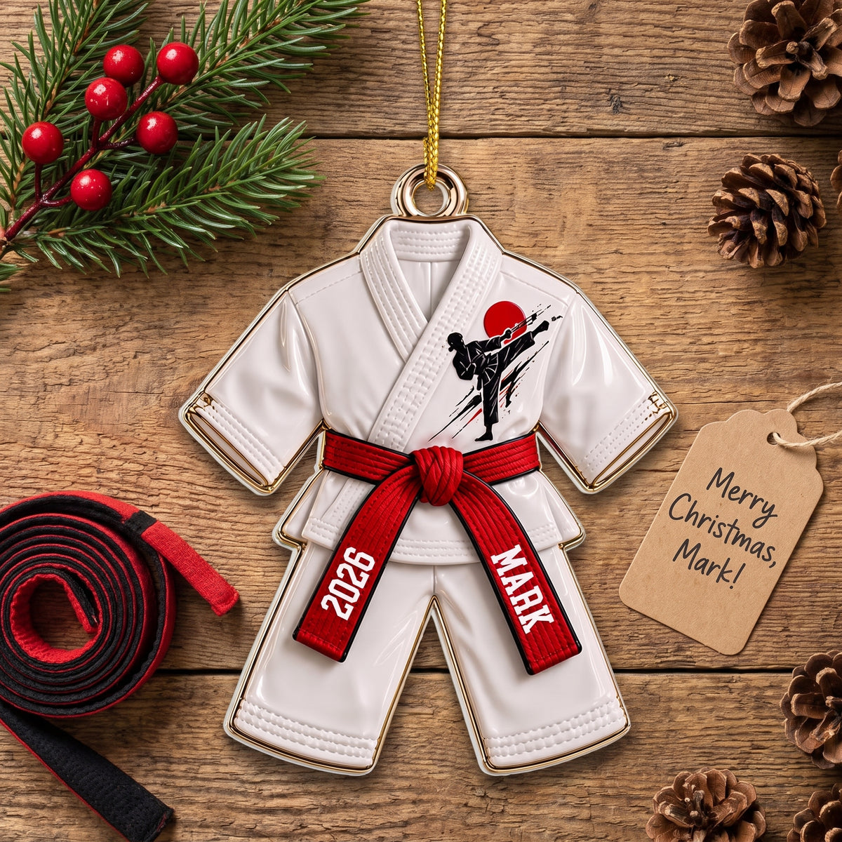 Every Belt Tells A Story - Personalized Ornament, Custom Karate Belt Ornament, Custom Martial Arts Christmas Ornament