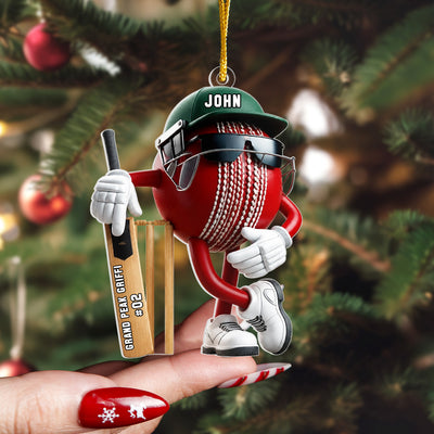 Cricket Is My Happy Place - Personalized Acrylic Ornament, Gift For Cricket Lovers, Cricket Ornament Gift