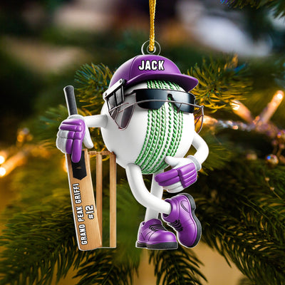 Cricket Is My Happy Place - Personalized Acrylic Ornament, Gift For Cricket Lovers, Cricket Ornament Gift