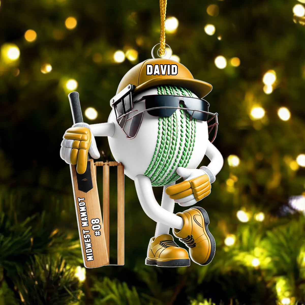 Cricket Is My Happy Place - Personalized Acrylic Ornament, Gift For Cricket Lovers, Cricket Ornament Gift