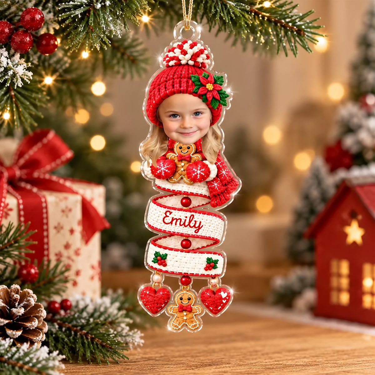 Baby Face Photo Spiral - Personalized Acrylic Ornament, Christmas Spiral Ornament, 2D Flat Faux Spiral Christmas Tree Decor, Christmas Gift