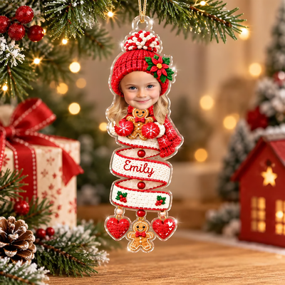 Baby Face Photo Spiral - Personalized Acrylic Ornament, Christmas Spiral Ornament, 2D Flat Faux Spiral Christmas Tree Decor, Christmas Gift