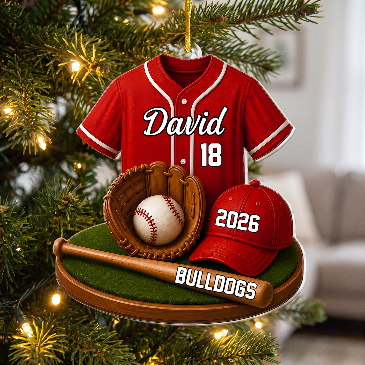 Baseball Star- Personalized Acrylic  Ornament, Baseball Player Christmas Ornament 2026, Baseball Tree Ornament,Boy Baseball Gift, Team Name Jersey Ornament