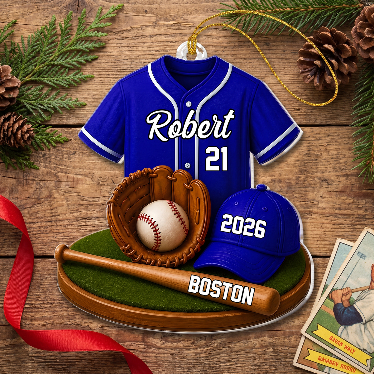 Baseball Star- Personalized Acrylic  Ornament, Baseball Player Christmas Ornament 2026, Baseball Tree Ornament,Boy Baseball Gift, Team Name Jersey Ornament