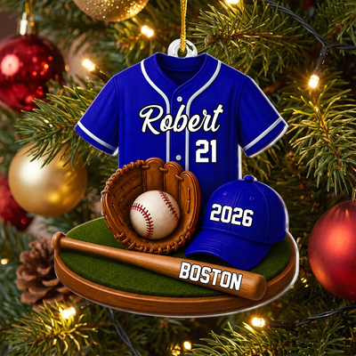 Baseball Star- Personalized Acrylic  Ornament, Baseball Player Christmas Ornament 2026, Baseball Tree Ornament,Boy Baseball Gift, Team Name Jersey Ornament