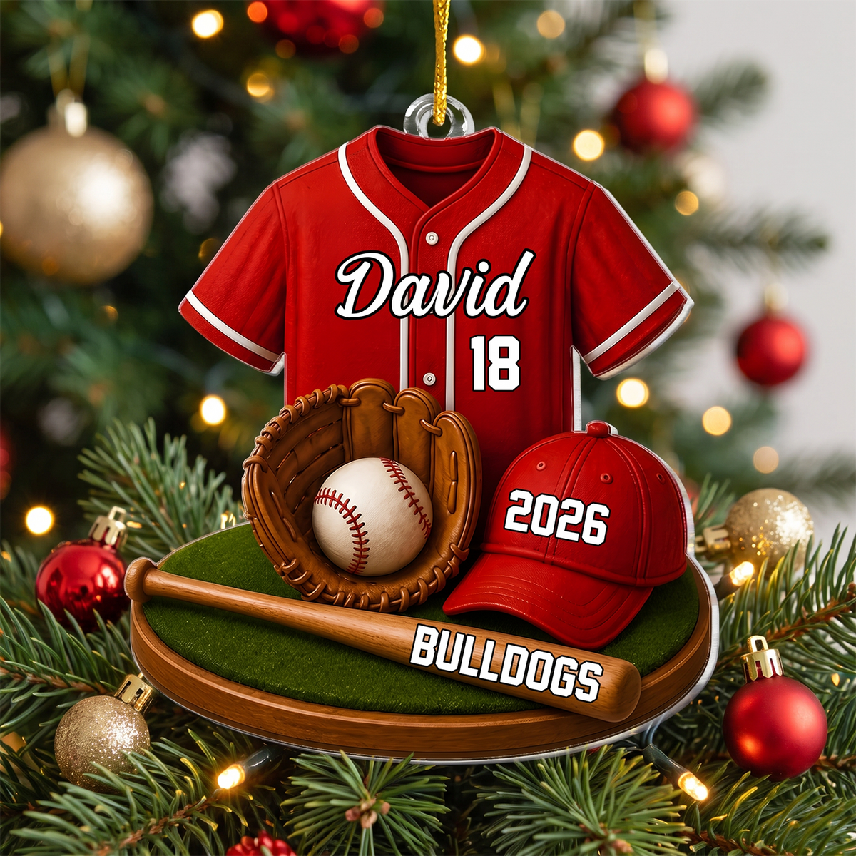 Baseball Star- Personalized Acrylic  Ornament, Baseball Player Christmas Ornament 2026, Baseball Tree Ornament,Boy Baseball Gift, Team Name Jersey Ornament
