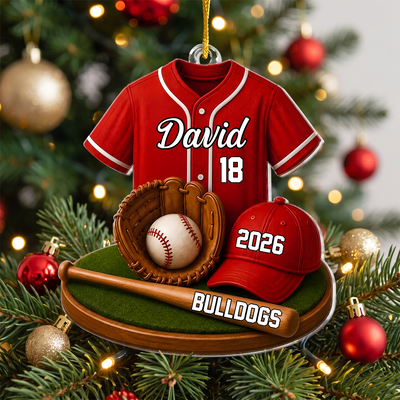 Baseball Star- Personalized Acrylic  Ornament, Baseball Player Christmas Ornament 2026, Baseball Tree Ornament,Boy Baseball Gift, Team Name Jersey Ornament