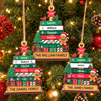 Our Christmas Family - Personalized Wooden Ornament, Gift For Family, Christmas Gift For Family Decor