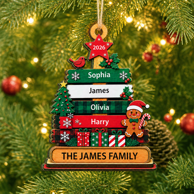 Our Christmas Family - Personalized Wooden Ornament, Gift For Family, Christmas Gift For Family Decor