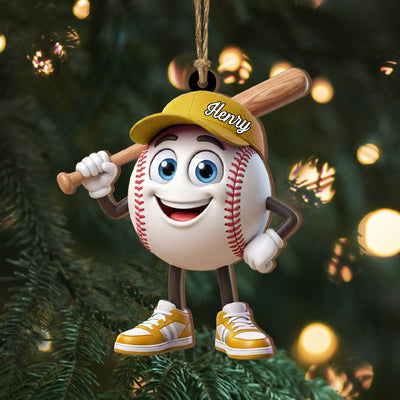 Baseball Is My Happy Place - Personalized Wooden Ornament, Gift For Sport Lovers, Baseball Softball Gift