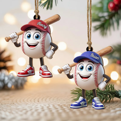 Baseball Is My Happy Place - Personalized Wooden Ornament, Gift For Sport Lovers, Baseball Softball Gift