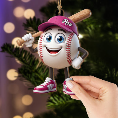 Baseball Is My Happy Place - Personalized Wooden Ornament, Gift For Sport Lovers, Baseball Softball Gift