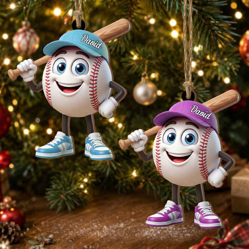 Baseball Is My Happy Place - Personalized Wooden Ornament, Gift For Sport Lovers, Baseball Softball Gift