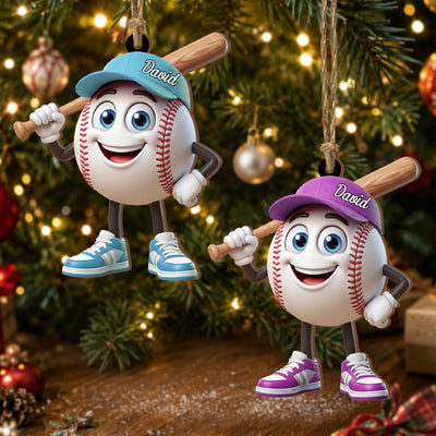 Baseball Is My Happy Place - Personalized Wooden Ornament, Gift For Sport Lovers, Baseball Softball Gift