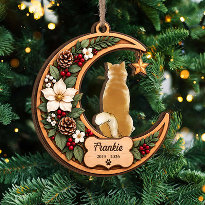 Love You To The Moon and Back - Personalized Ornament, Custom Dog Memorial Ornament, Pet Loss Christmas Keepsake