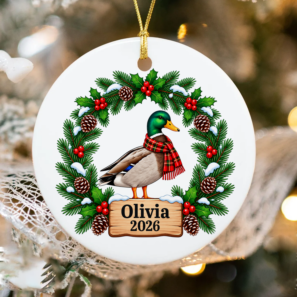 Baby's First Christmas -  Personalized Ceramic Ornament, First Duck Christmas Ornament, New Mom Holiday Gift, 1st Birthday Gifts, Baby Shower Keepsake