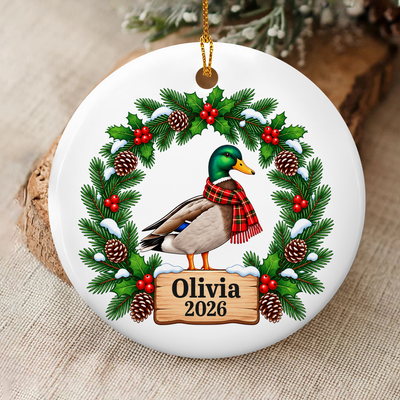 Baby's First Christmas -  Personalized Ceramic Ornament, First Duck Christmas Ornament, New Mom Holiday Gift, 1st Birthday Gifts, Baby Shower Keepsake