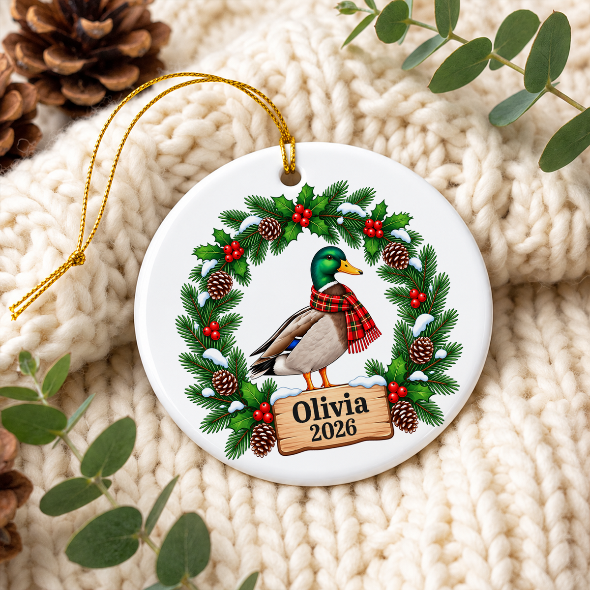 Baby's First Christmas -  Personalized Ceramic Ornament, First Duck Christmas Ornament, New Mom Holiday Gift, 1st Birthday Gifts, Baby Shower Keepsake