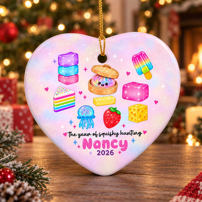 Squishy Hunting- Personalized Ceramic Ornament, Squishy Hunting Christmas Ornament, Custom Name Kids Ornament 2026
