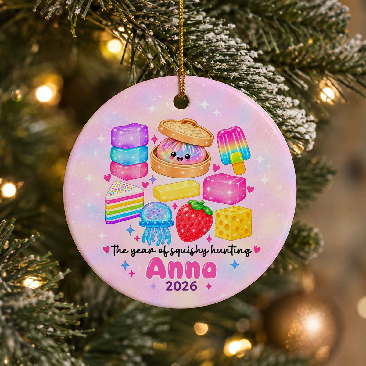 Squishy Hunting- Personalized Ceramic Ornament, Squishy Hunting Christmas Ornament, Custom Name Kids Ornament 2026